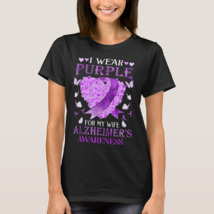 I Wear Purple For My Wife Heimerheimer Awareness T-Shirt