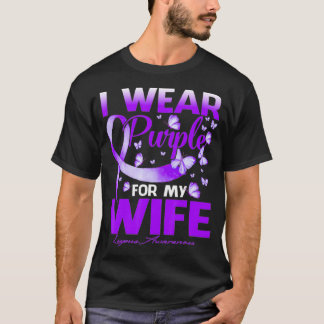 I Wear Purple For My Wife Lupus Awareness Butterfl T-Shirt
