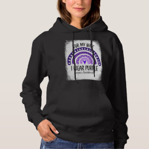 I Wear Purple For My Wife Lupus Awareness Rainbow Hoodie