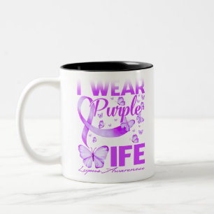 I Wear Purple For My Wife Lupus Awareness Two-Tone Coffee Mug