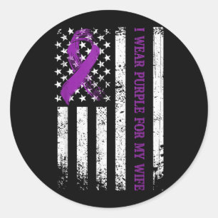 I Wear Purple For My Wife Lupus Awareness Us Flag Classic Round Sticker