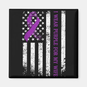 I Wear Purple For My Wife Lupus Awareness Us Flag Magnet