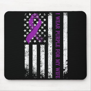 I Wear Purple For My Wife Lupus Awareness Us Flag Mouse Pad