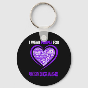 I Wear Purple For Pancreatic Cancer Awareness Fait Key Ring