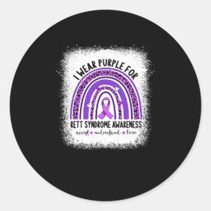 I Wear Purple For Rett Syndrome Awareness Ribbon Classic Round Sticker
