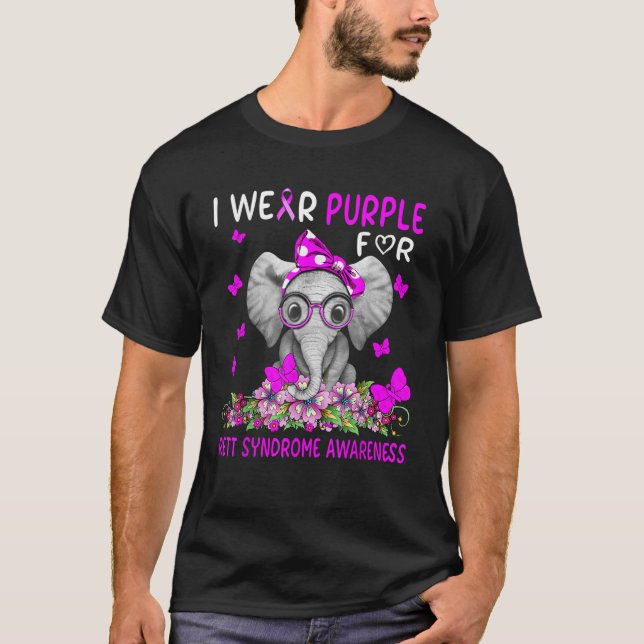 I wear Purple For Rett Syndrome Awareness T-Shirt (Front)