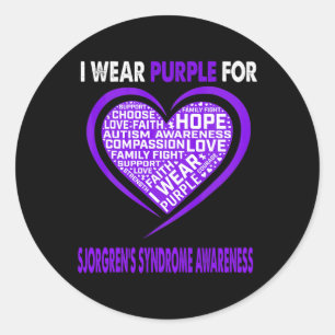 I Wear Purple For Sickle Cell Anaemia Awareness Fa Classic Round Sticker