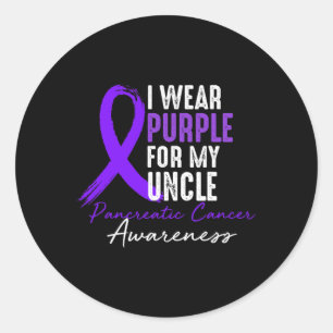 I Wear Purple For Uncle Pancreatic Cancer Awarenes Classic Round Sticker