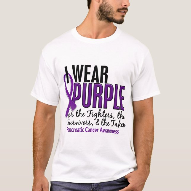I Wear Purple FST 10 Pancreatic Cancer T-Shirt (Front)
