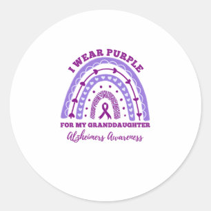 I Wear Purple Granddaughter Alzheimers Awareness Classic Round Sticker
