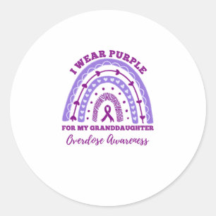 I Wear Purple Granddaughter Overdose Awareness Classic Round Sticker