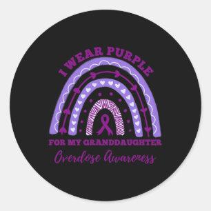 I Wear Purple Granddaughter Overdose Awareness Rai Classic Round Sticker