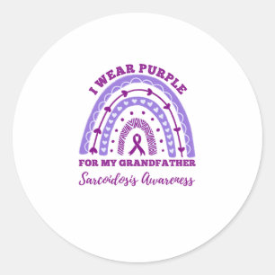 I Wear Purple Grandfather Sarcoidosis Awareness Classic Round Sticker