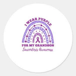 I Wear Purple Grandson Sarcoidosis Awareness Classic Round Sticker
