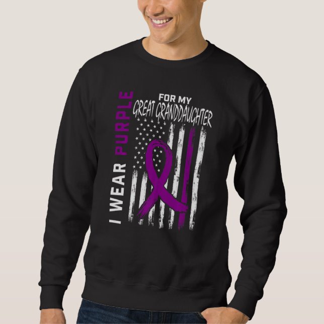 I Wear Purple Great Granddaughter Epilepsy Awarene Sweatshirt (Front)