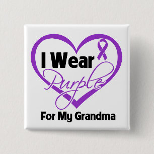 I Wear Purple Heart Ribbon - Grandma 15 Cm Square Badge