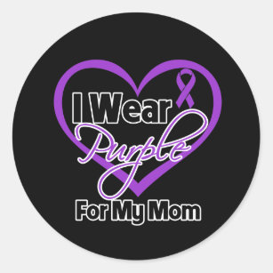 I Wear Purple Heart Ribbon - Mum Classic Round Sticker