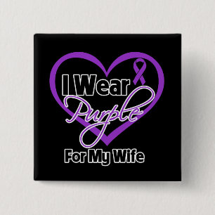 I Wear Purple Heart Ribbon - Wife 15 Cm Square Badge