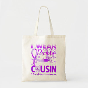 I Wear Purple In Memory For My Cousin Overdose Tote Bag