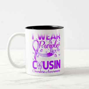 I Wear Purple In Memory For My Cousin Overdose Two-Tone Coffee Mug
