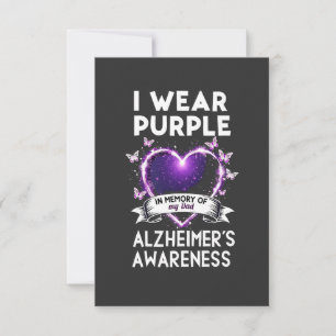I Wear Purple in Memory for My Dad Alzheimer Thank You Card