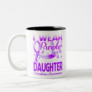 I Wear Purple In Memory For My Daughter Overdose Two-Tone Coffee Mug