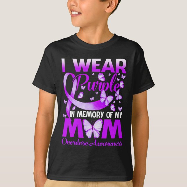 I Wear Purple In Memory For My Mum Overdose Awaren T-Shirt (Front)