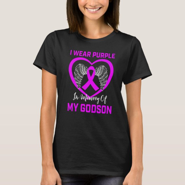 I Wear Purple In Memory Of Godson Epilepsy Awarene T-Shirt (Front)