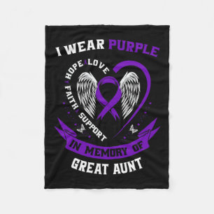 I Wear Purple In Memory Of Great Aunt Pancreatic C Fleece Blanket