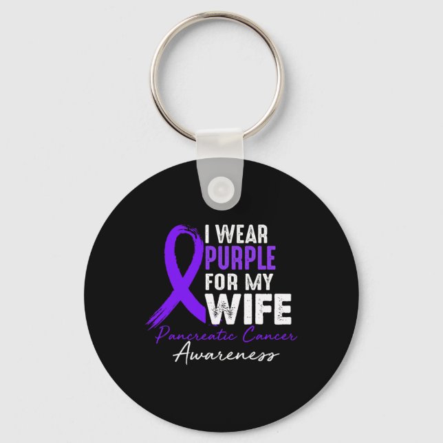 I Wear Purple In Memory of Great Aunt Pancreatic C Key Ring (Front)