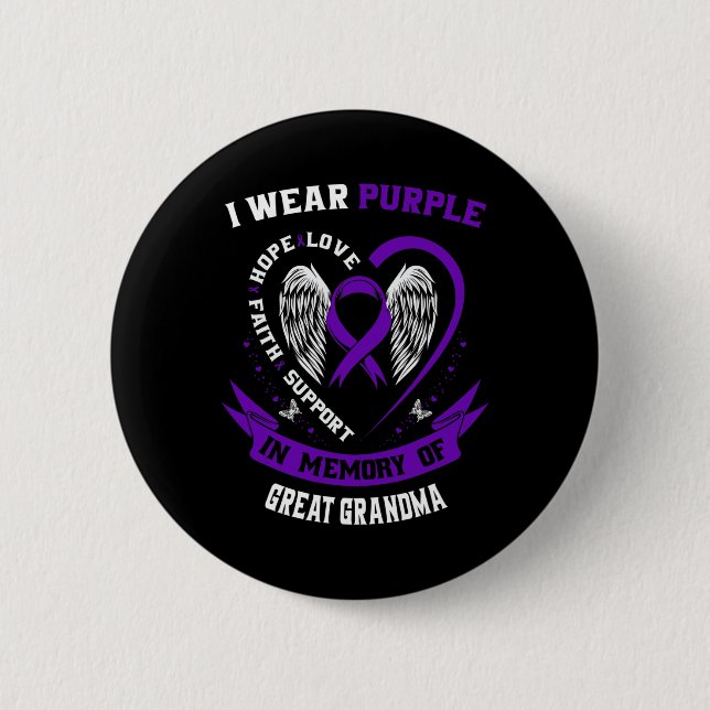 I Wear Purple In Memory of Great Grandma Epilepsy  6 Cm Round Badge (Front)
