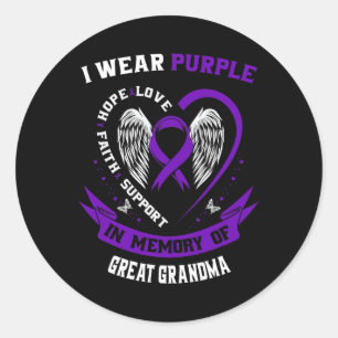 I Wear Purple In Memory of Great Grandma Epilepsy  Classic Round Sticker
