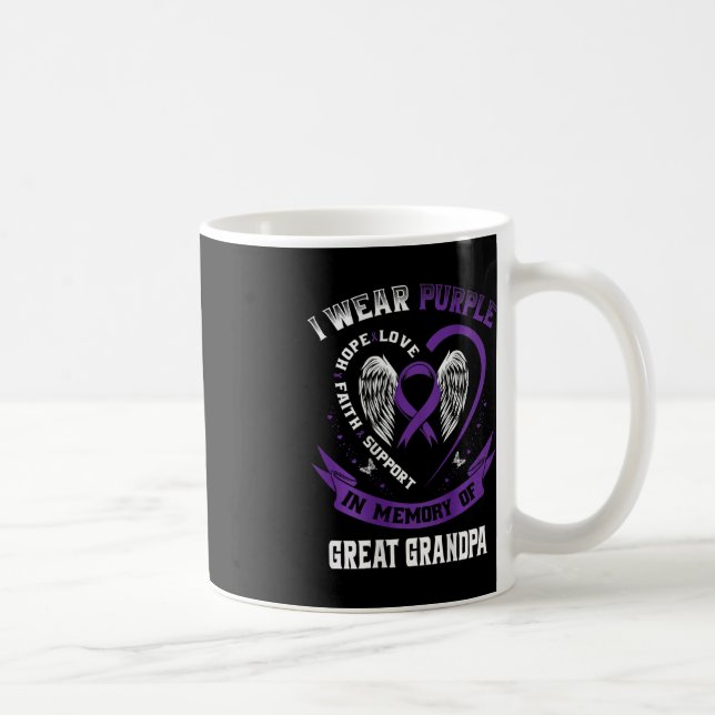 I Wear Purple In Memory Of Great Grandpa Pancreati Coffee Mug (Right)