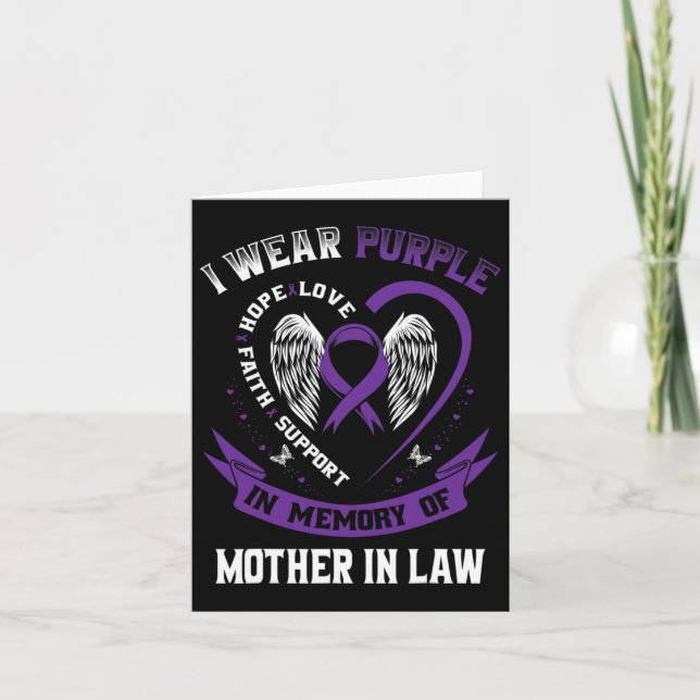 I Wear Purple In Memory Of Mother In Law Pancreati Card (Front)