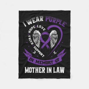 I Wear Purple In Memory Of Mother In Law Pancreati Fleece Blanket