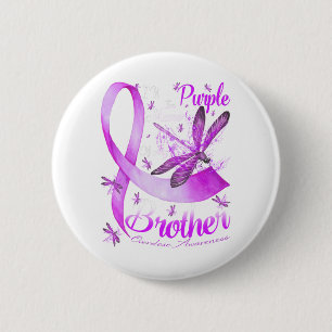 I Wear Purple In Memory Of My Brother Dragonfly 6 Cm Round Badge