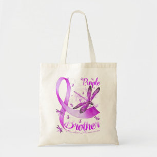 I Wear Purple In Memory Of My Brother Dragonfly Tote Bag