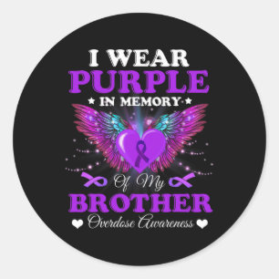 I Wear Purple In Memory Of My Brother Overdose Awa Classic Round Sticker