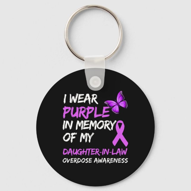 I Wear Purple In Memory Of My Daughter-In-Law Over Key Ring (Front)