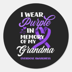 I Wear Purple In Memory Of My Grandma Overdose Awa Classic Round Sticker