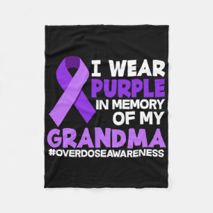 I Wear Purple In Memory Of My Grandma Overdose Awa Fleece Blanket