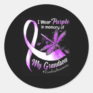 I Wear Purple In Memory Of My Grandson Overdose Aw Classic Round Sticker