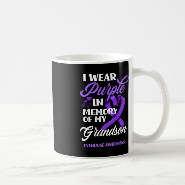 I Wear Purple In Memory Of My Grandson Overdose Aw Coffee Mug (Right)