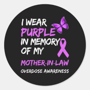 I Wear Purple In Memory Of My Mother-in-law Overdo Classic Round Sticker