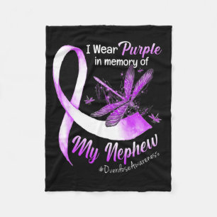 I Wear Purple In Memory Of My Nephew Overdose Awar Fleece Blanket