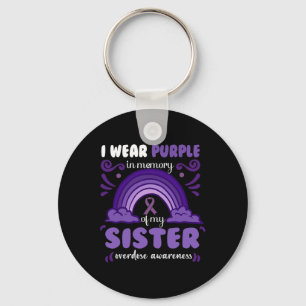 I Wear Purple In Memory Of My Sister 2 Key Ring