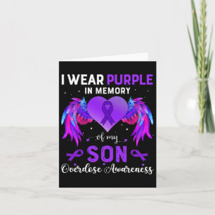 I Wear Purple In Memory Of My Son Overdose Awarene Card