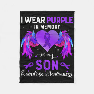 I Wear Purple In Memory Of My Son Overdose Awarene Fleece Blanket