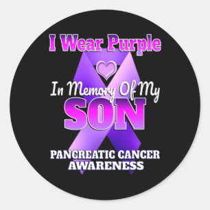 I Wear Purple In Memory Of My Son Pancreatic Cance Classic Round Sticker