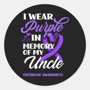 I Wear Purple In Memory Of My Uncle Overdose Aware Classic Round Sticker
